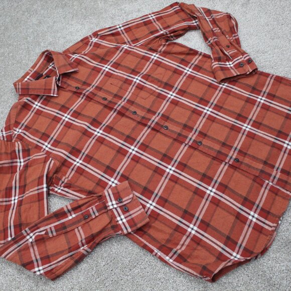 Banana Republic Shirt Mens Large Orange Lightweight Flannel Long Sleeve Cotton - Picture 6 of 13